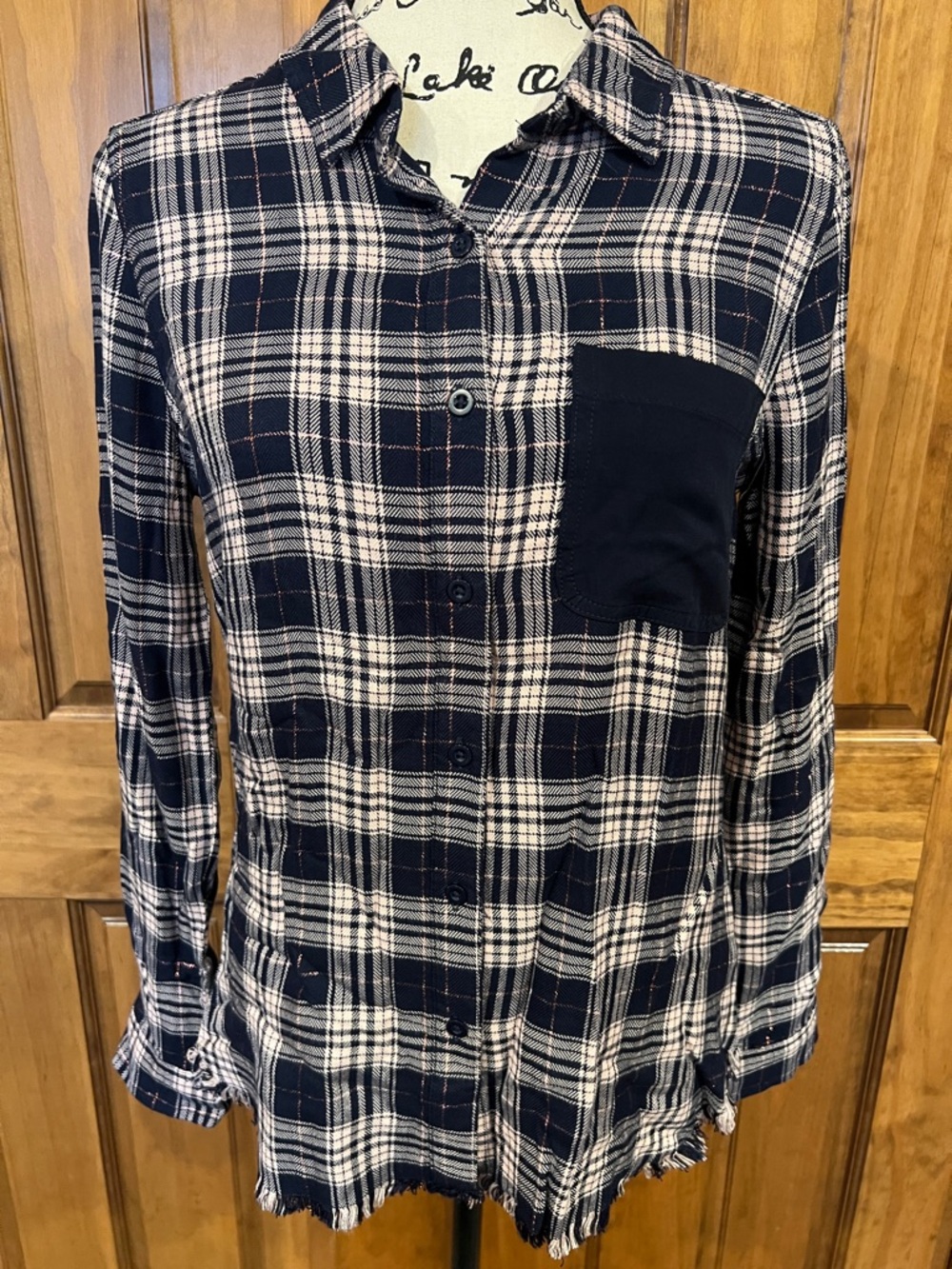 Dear John Navy and Cream Plaid Button-Down Shirt